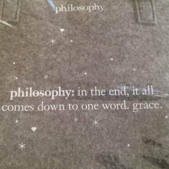 Philosophy Gray Felt Bag Tote / Lunch Bag / diaper bag / toiletry - Brand New - Picture 3 of 7